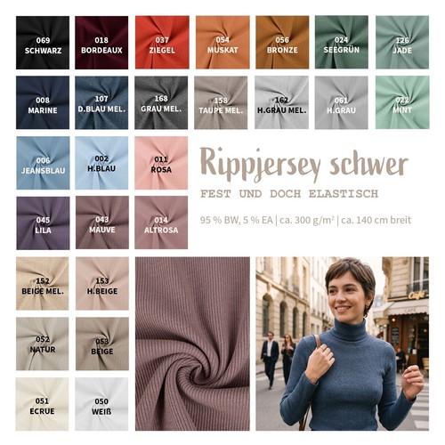 Rippjersey schwer uni - , jersey