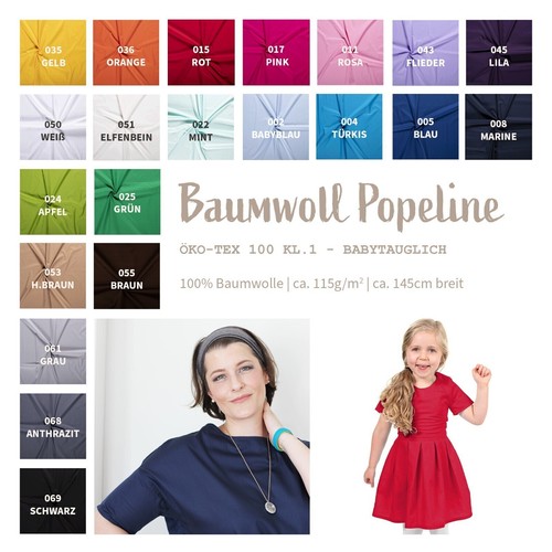 Baumwollstoff uni popeline - popeline,